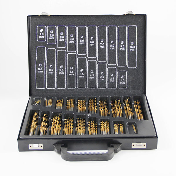 DIN338 170PCS titanium coated drill bit set with metal box