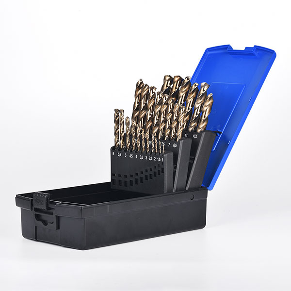 DIN338 25PCS amber finish twist drill bit set with rose box