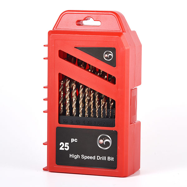 DIN338 25PCS amber finish twist drill bit set with plastic box