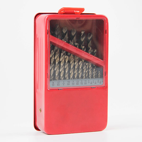 29PCS inch amber finish twist drill bit set with metal box