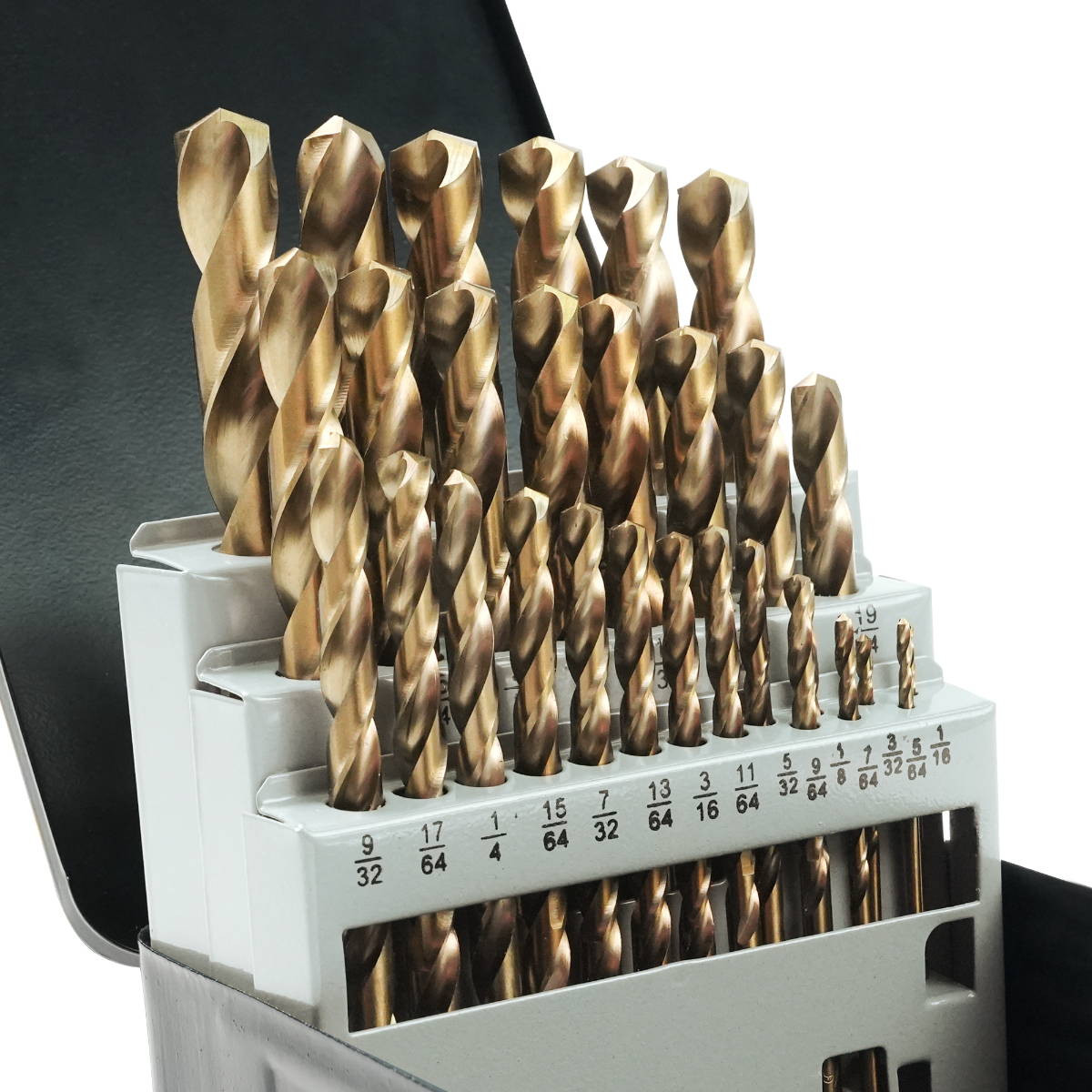 29PCS HSS CO Amber Finish Twist Drill Bit Set with metal box